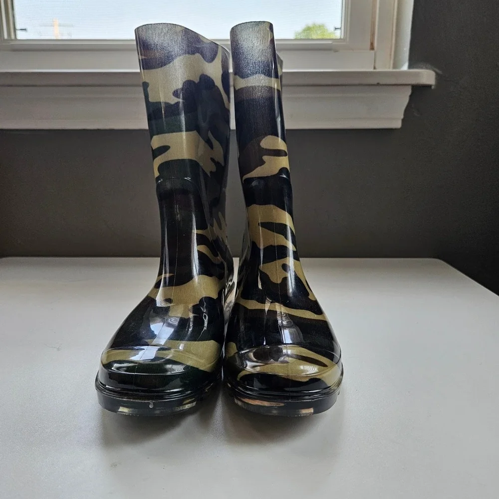Corkys Camo Rain Boots Womens 7 Camouflage Waterproof Military Combat Indie